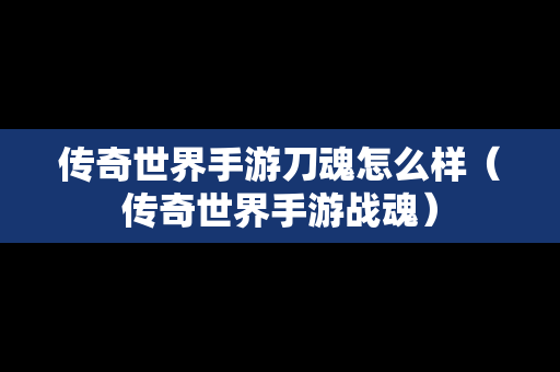 传奇世界手游刀魂怎么样（传奇世界手游战魂）