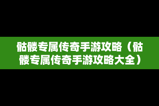 骷髅专属传奇手游攻略（骷髅专属传奇手游攻略大全）