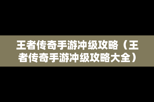 王者传奇手游冲级攻略（王者传奇手游冲级攻略大全）