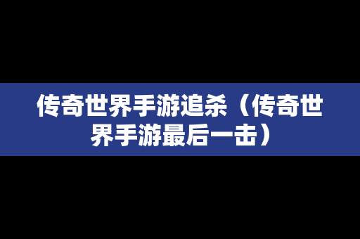 传奇世界手游追杀（传奇世界手游最后一击）