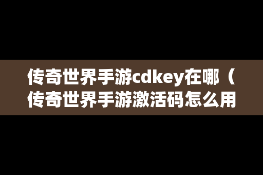 传奇世界手游cdkey在哪（传奇世界手游激活码怎么用）