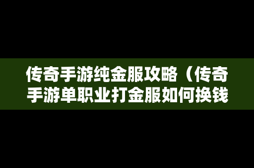 传奇手游纯金服攻略（传奇手游单职业打金服如何换钱）