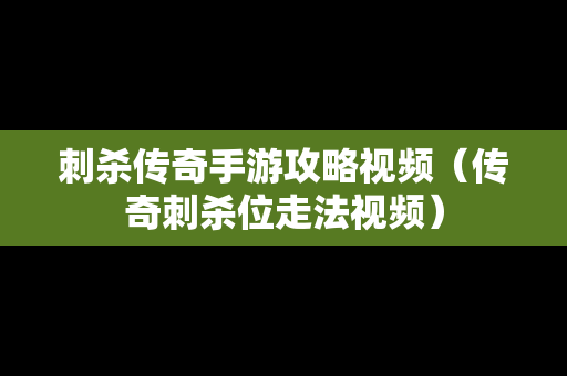 刺杀传奇手游攻略视频（传奇刺杀位走法视频）